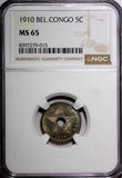 Belgian Congo Albert I 1910 5 Centimes NGC MS65 1st Year Type KM# 17 (015)