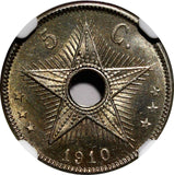 Belgian Congo Albert I 1910 5 Centimes NGC MS65 1st Year Type KM# 17 (015)