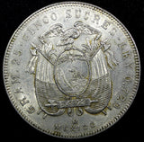 Ecuador Silver 1944 Mo 5 Sucres Mexico Mint 37.8 mm; 25g. WWII KM# 79 (26 640)