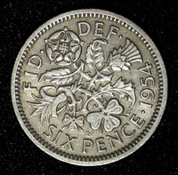 Great Britain Elizabeth II Copper-nickel 1954 6 Pence KM# 903 (27 688)
