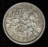 Great Britain Elizabeth II Copper-nickel 1954 6 Pence KM# 903 (27 688)