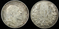 Bulgaria Ferdinand I Silver 1910 1 Lev Toned KM# 28 (25 087)