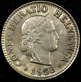 Switzerland Copper-Nickel 1953 B 10 Rappen UNC Toned KM# 27 (24 069)