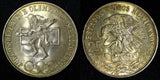 MEXICO Silver 1968 Mo 25 Pesos Olympic 22.5 g UNC Light Gold Toning KM#479.1 (5)