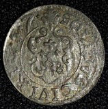 Swedish Livonia City of Riga Carl X Gustav Silver 1657 1 Solidus KM# 50 (27 767)