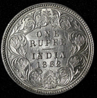 India-British Victoria Silver 1862 (B) Rupee Better Date aUNC KM# 473.1 (28 299)