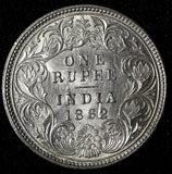 India-British Victoria Silver 1862 (B) Rupee Better Date aUNC KM# 473.1 (28 299)