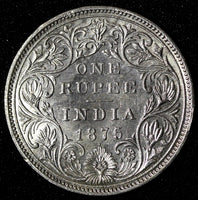 India-British Victoria Silver 1875 (B) Rupee HIGH GRADE  KM# 473.2 (28 295)