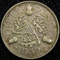 Great Britain George V Silver 1932 3 Pence KM# 831 (24 186)