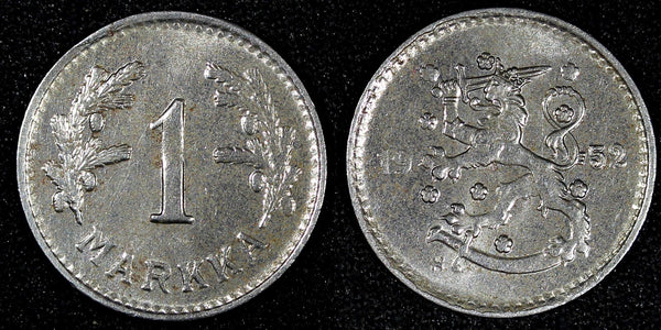 FINLAND Iron 1952 H 1 Markka Last Year Type aUNC KM# 30b (27 182)