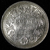 India-British Victoria Silver 1862 (B) Rupee Better Date aUNC KM# 473.1 (28 303)