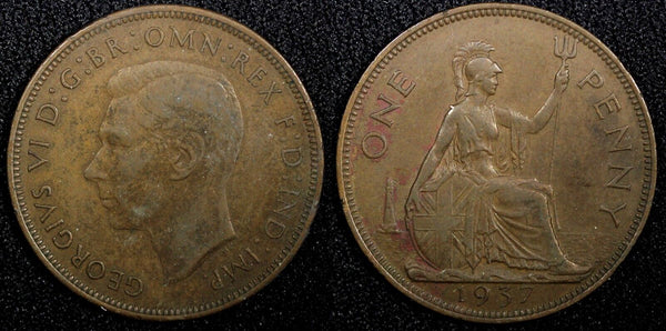 Great Britain George VI Bronze 1937 1 Penny KM# 845 (24 219)