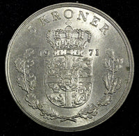 Denmark Frederik IX Copper-nickel 1971 5 Kroner 33mm HIGH GRADE KM# 853.1 (309)