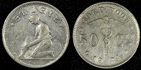 Belgium Nickel 1923 50 Centimes French text XF KM# 87 (25 017)