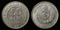 BRAZIL Pedro II Copper-Nickel 1886 50 Reis Mintage-590.000 KM# 482 (27 786)