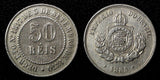 BRAZIL Pedro II Copper-Nickel 1886 50 Reis Mintage-590.000 KM# 482 (27 786)
