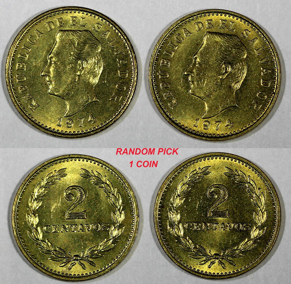 El Salvador Francisco Morazán 1974 2 Centavos UNC KM# 147  RANDOM PICK (1 Coin)