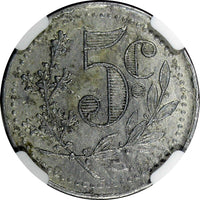 ALGERIA 1921 5 Centimes Chamber of Commerce NGC AU58 KM# TnA1  (24)