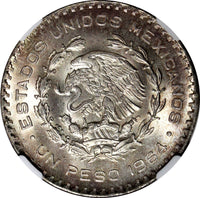 Mexico ESTADOS UNIDOS MEXICANOS Silver 1964 Peso Jose Morelos NGC MS64 KM#459(7)