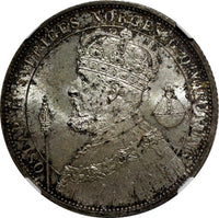 SWEDEN Silver Jubilee Oscar II 1897 EB 2 Kronor NGC MS64 Nice Toned KM# 762 (03)