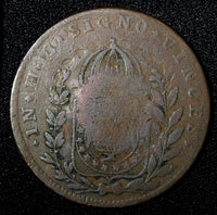 BRAZIL Pedro I ND B 20 Reis KM# 436.2 Countermark on 40 Reis Bahia Mint  (496)