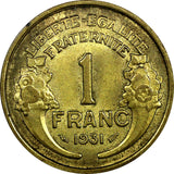 FRANCE 1931 1 Franc 1st Year Type  aUNC Gad# 470 KM# 885  (24 943)