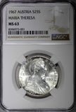 Austria Maria Theresia Silver 1967 25 Schilling NGC MS63 KM# 2901 (01)