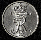 DENMARK Frederik IX 1964 C 25 Ore Copenhagen Mint ch.UNC KM# 850 (30 263)