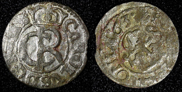 Livonia Riga CARL XI of Sweden (1660-1697)Silver 1663 Solidus,Schilling KM#55(8)