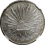 MEXICO Silver 1882 MO MH 8 Reales Mexico City  NGC AU DETAILS KM# 377.10 (09)