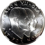 Norway Olav V Silver 1970 25 Kroner NGC MS66 Anniversary of Liberation KM#414(3)