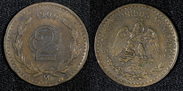 Mexico ESTADOS UNIDOS MEXICANOS Bronze 1906 2 Centavos KM# 419 (27 289)