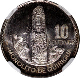 GUATEMALA Silver 1961 10 Centavos  NGC MS66 Nice Toned GEM BU KM# 262 (024)