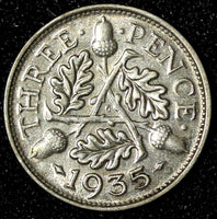 Great Britain George V Silver 1935 3 Pence KM# 831 (28 333)