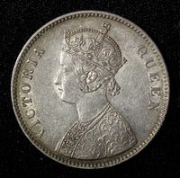 India-British Victoria Silver 1862 Rupee No Dots aUNC KM# 473 (27 555)