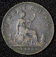 Great Britain Victoria Bronze 1879 Farthing KM# 753  (28 314)