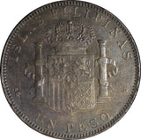 Philippines Alfonso XIII Silver 1897 Peso aUNC Nice Toned KM# 154 (28 103)