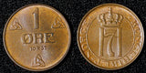 Norway Haakon VII	Bronze 1937 1 Øre choice UNC KM# 367 (30 316)