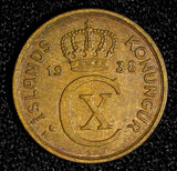 Iceland Christian X  Bronze 1938 N; GJ 1 Eyrir Mintage-278.700 KM# 5.1 (28 092)
