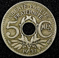 FRANCE Copper-Nickel 1931 5 Centimes KM# 875 (25 053)