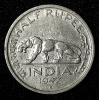 India-British George VI Nickel 1947 1/2 Rupee Bombay Mint KM# 553 (27 686)