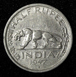 India-British George VI Nickel 1947 1/2 Rupee Bombay Mint KM# 553 (27 686)