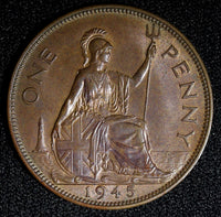 Great Britain George VI Bronze 1945 1 Penny WWII UNC KM# 845 (27 750)