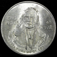 Mexico ESTADOS UNIDOS MEXICANOS Silver 1978 Mo 100 Pesos UNC 39mm KM# 483.2 (13)