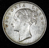 India-British Victoria Silver 1840 (B) 1/4 Rupee Bombay Mint XF KM# 453.1 (348)