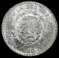 Mexico ESTADOS UNIDOS MEXICANOS Silver 1961 Peso Jose Morelos UNC KM# 459 (724)