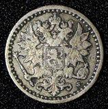 Finland Alexander II Silver 1866 S 25 Penniä VF Toned Scarce KM# 6.1 (28 806)