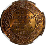 India-British George V Bronze 1930 (C) 1/4 Anna NGC MS63 RB KM# 512 (009)