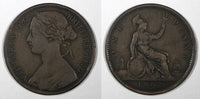 Great Britain Victoria Bronze 1862 1 Penny KM# 749.2 (28 188)