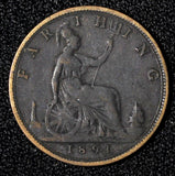 Great Britain Victoria Bronze 1891 Farthing KM# 753  (28 312)